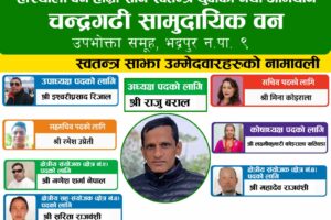 चन्द्रगढी सामुदायिक वनको निर्वाचनमा ‘स्वतन्त्र युवा प्यानल’को नयाँ अभियान घोषणा