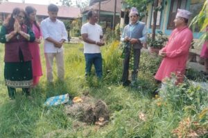 हल्दीबारीमा पूर्व प्रधानाध्यापकद्वारा माता–पिताको स्मृतिमा सरस्वती मन्दिर शिलान्यास